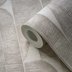Vliestapete Blattmuster Abstrakt Grau Beige 39658-1