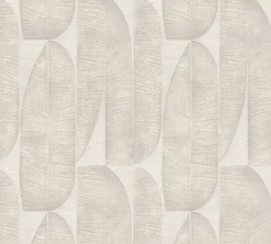 Vliestapete Blattmuster Abstrakt Grau Beige 39658-1