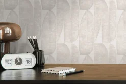 Vliestapete Blattmuster Abstrakt Grau Beige 39658-1