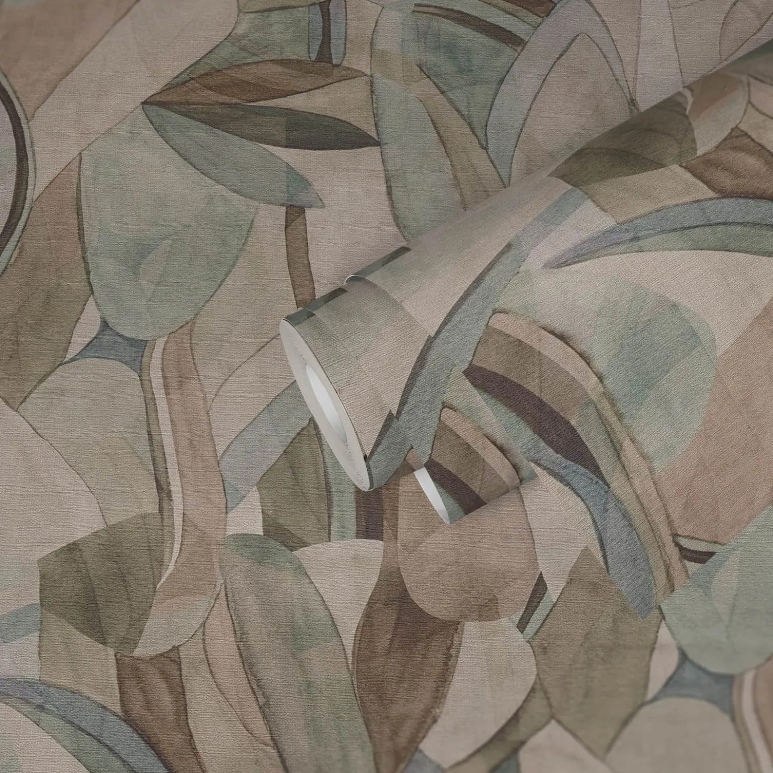 Vliestapete Blattmuster Abstrakt Blau Beige 78215-1