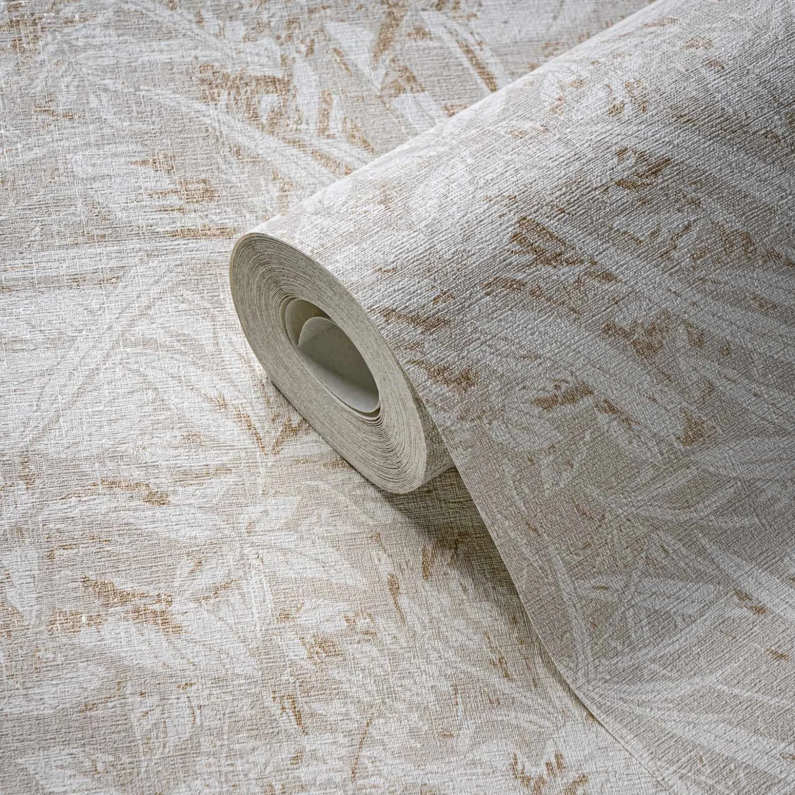 Vliestapete Blattmuster Beige Weiß Gold Metallic 39560-1