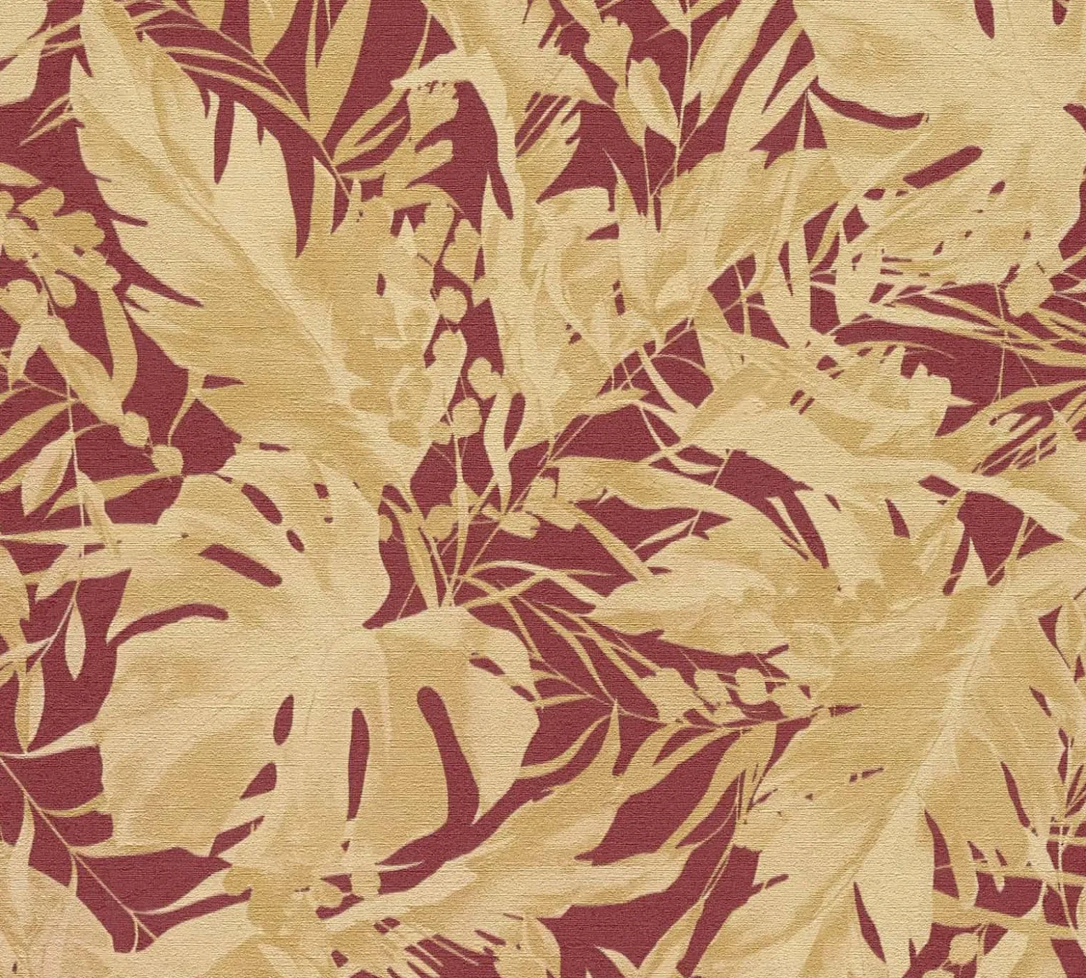 Vliestapete Blattmuster Dschungel Rot Beige 79063-5