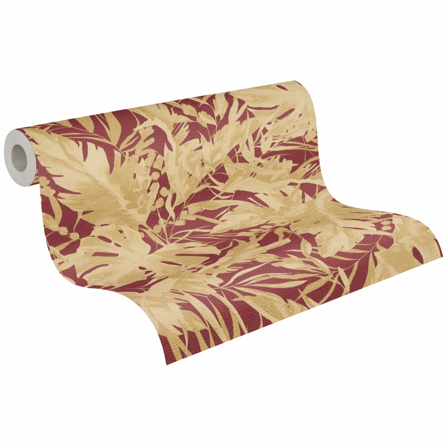 Vliestapete Blattmuster Dschungel Rot Beige 79063-5