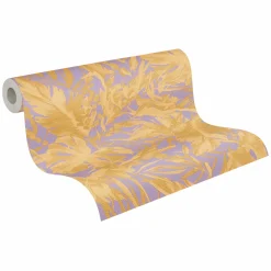 Vliestapete Blattmuster Dschungel Lila Beige 79063-3