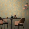 Vliestapete Blattmuster Dschungel Blau Beige 79063-2