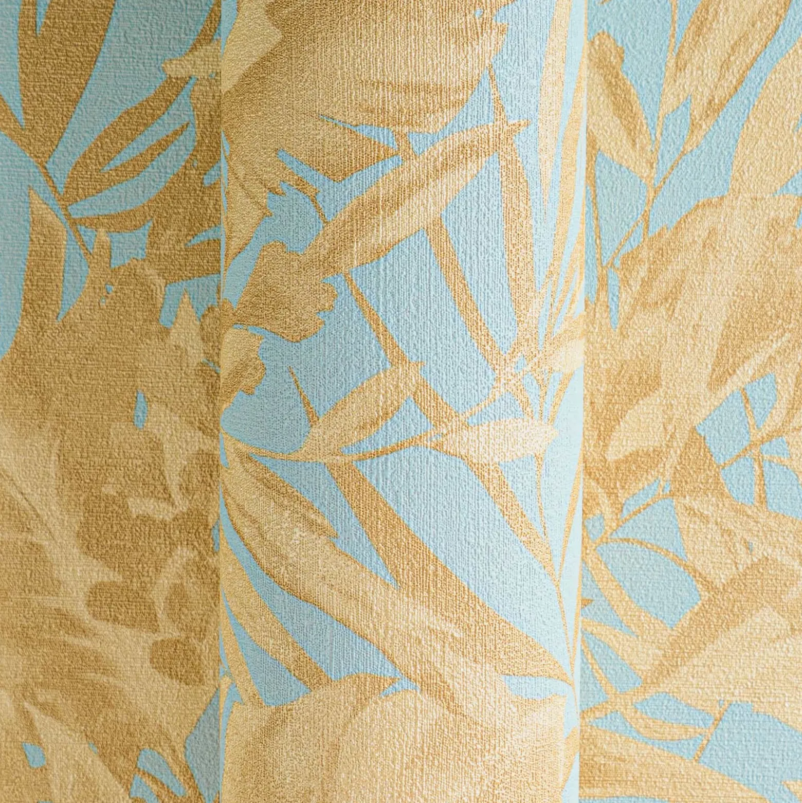 Vliestapete Blattmuster Dschungel Blau Beige 79063-2