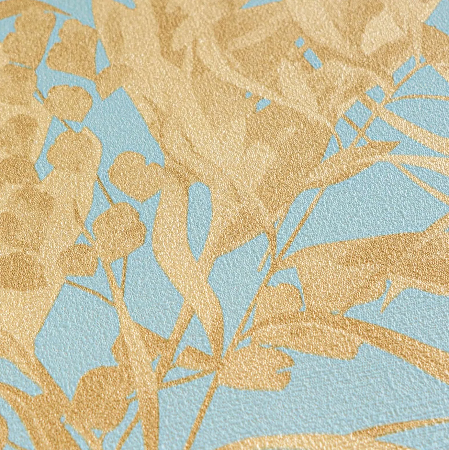 Vliestapete Blattmuster Dschungel Blau Beige 79063-2
