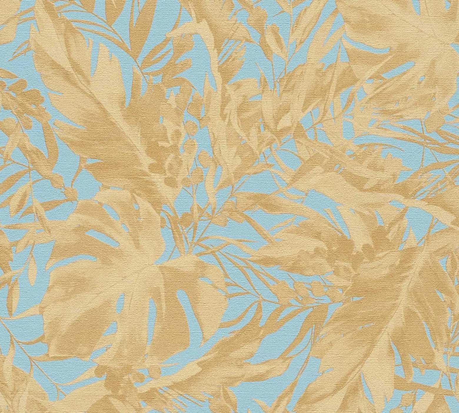 Vliestapete Blattmuster Dschungel Blau Beige 79063-2