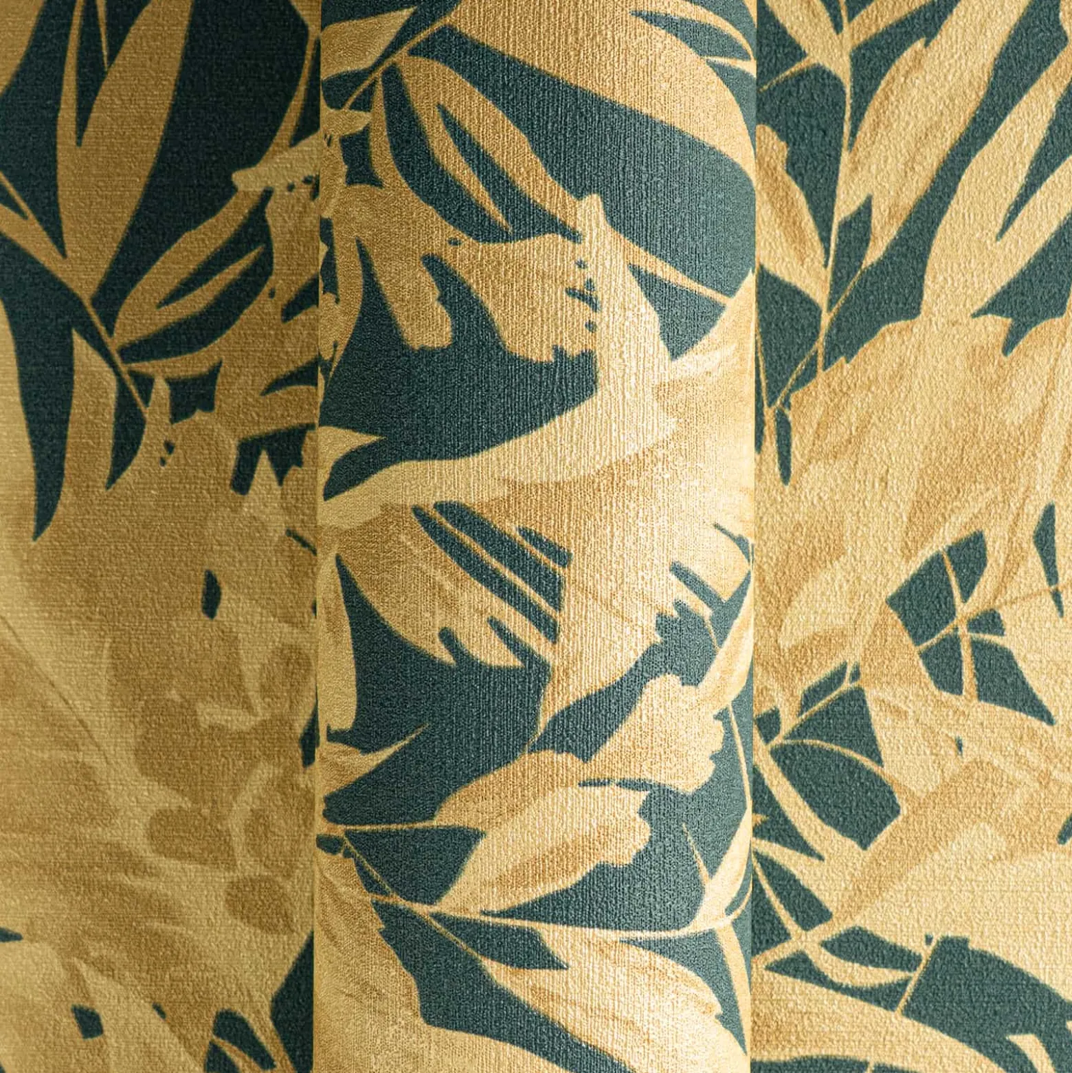 Vliestapete Blattmuster Dschungel Petrol Beige 79063-6
