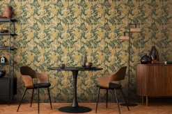 Vliestapete Blattmuster Dschungel Petrol Beige 79063-6