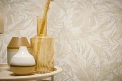 Vliestapete Blattmuster Dschungel Creme Beige 79063-1