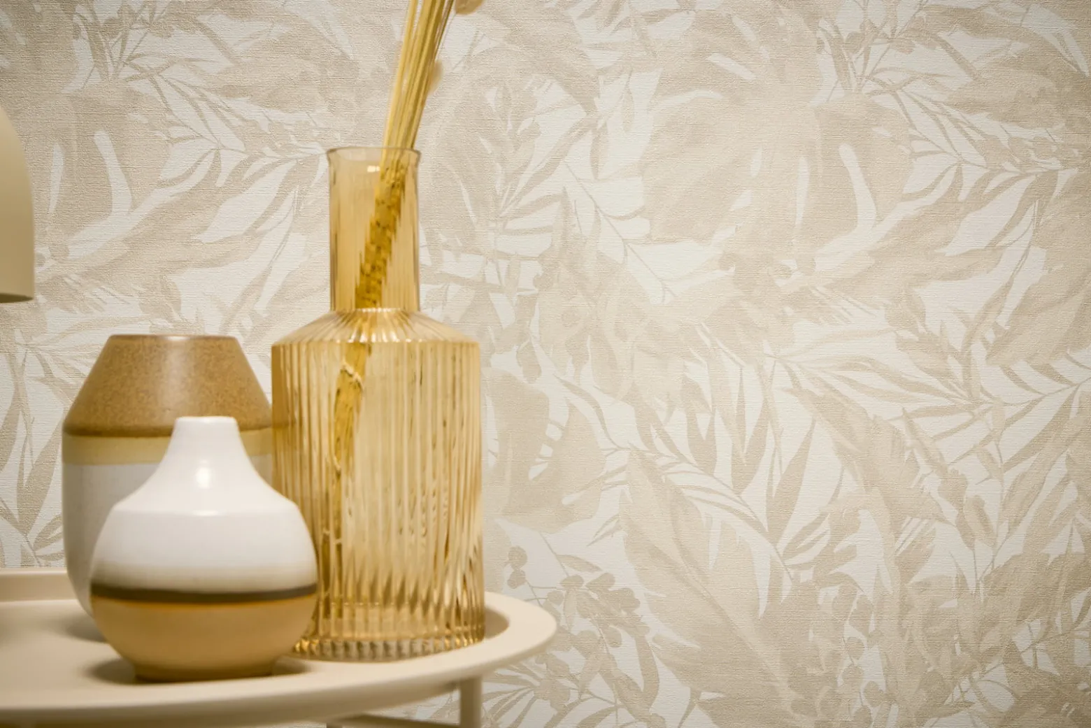 Vliestapete Blattmuster Dschungel Creme Beige 79063-1