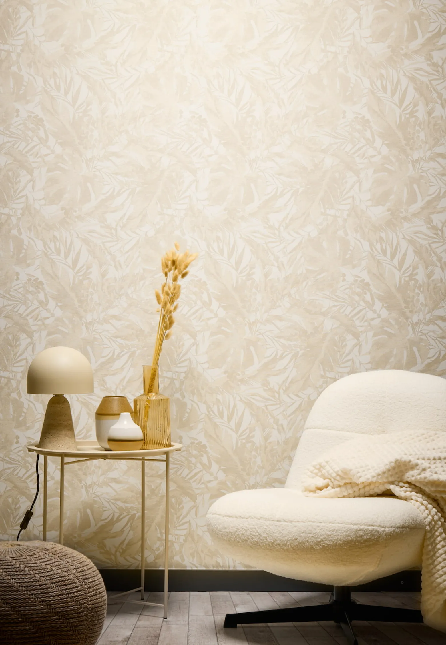 Vliestapete Blattmuster Dschungel Creme Beige 79063-1