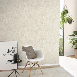 Vliestapete Blattmuster Dschungel Beige Creme 10416-02