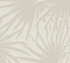 Vliestapete Blattmuster Dschungel Grau Creme 39338-1