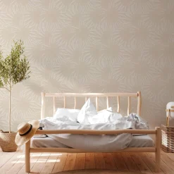 Vliestapete Blattmuster Dschungel Beige Creme 39338-2