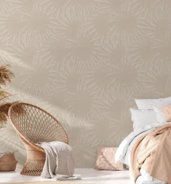 Vliestapete Blattmuster Dschungel Beige Creme 39338-2