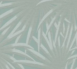 Vliestapete Blattmuster Dschungel Blau Grau 39338-4