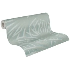 Vliestapete Blattmuster Dschungel Blau Grau 39338-4
