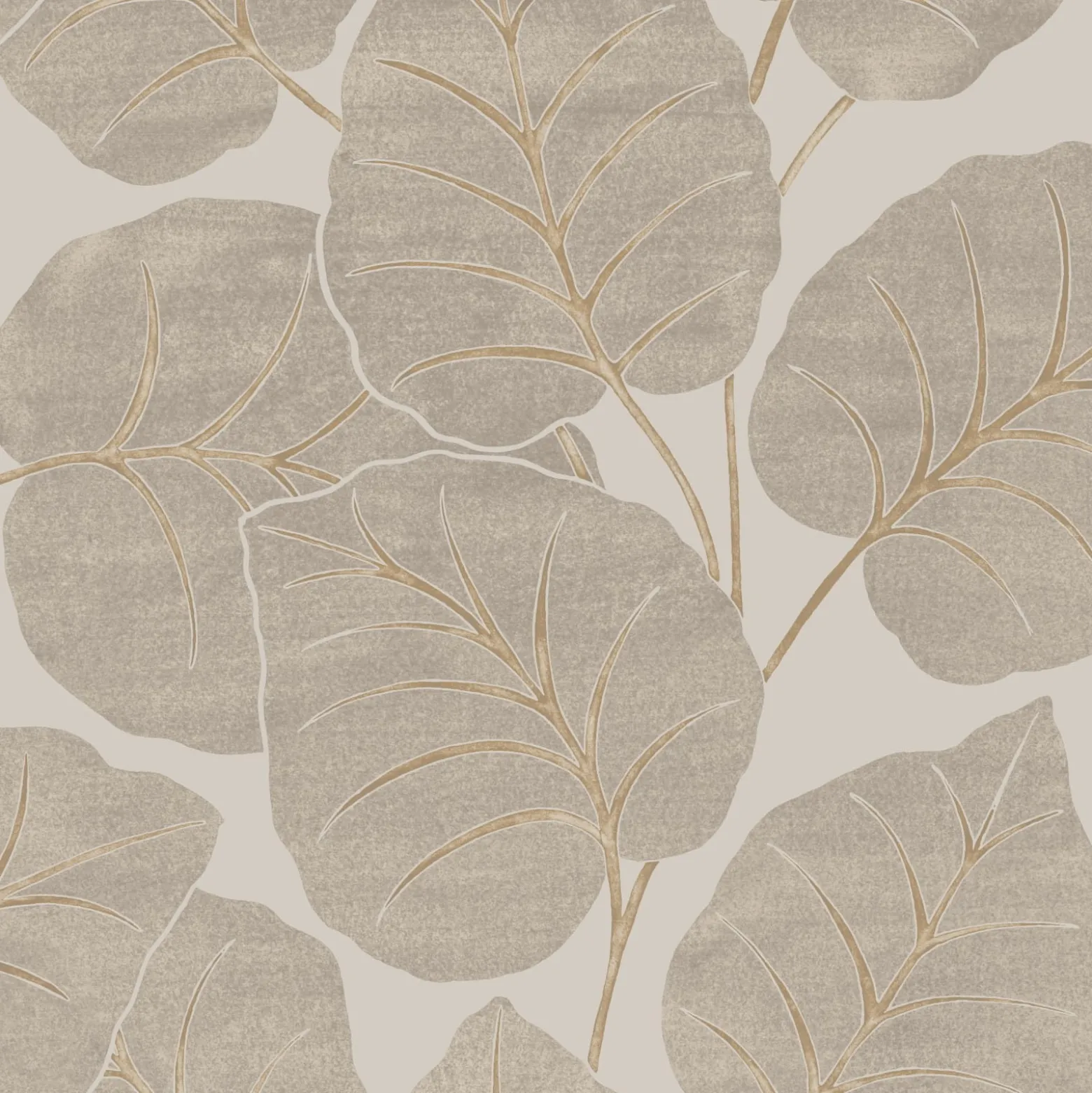Vliestapete Blattmuster Grau Beige Gold Metallic A63501