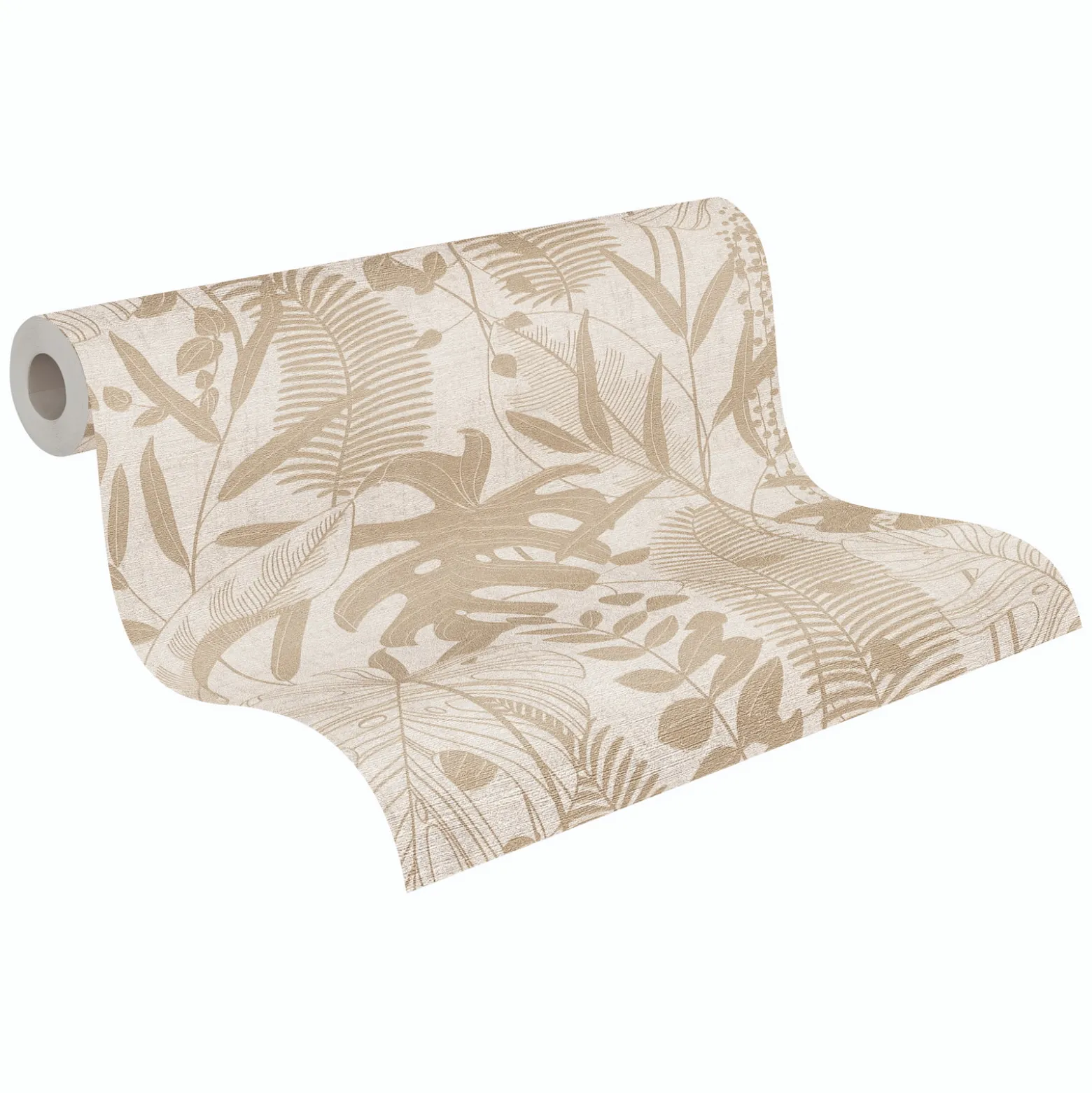 Vliestapete Blattmuster Grau Beige Metallic 79164-1