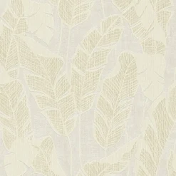 Vliestapete Blattmuster Grau Creme Gold Metallic 39502-5