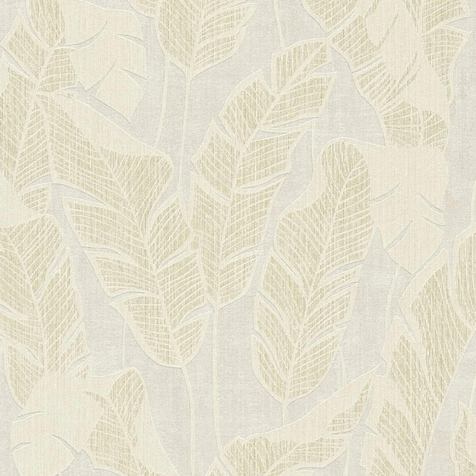 Vliestapete Blattmuster Grau Creme Gold Metallic 39502-5