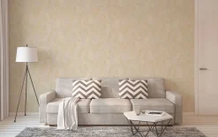 Vliestapete Blattmuster Grau Creme Gold Metallic 39502-5