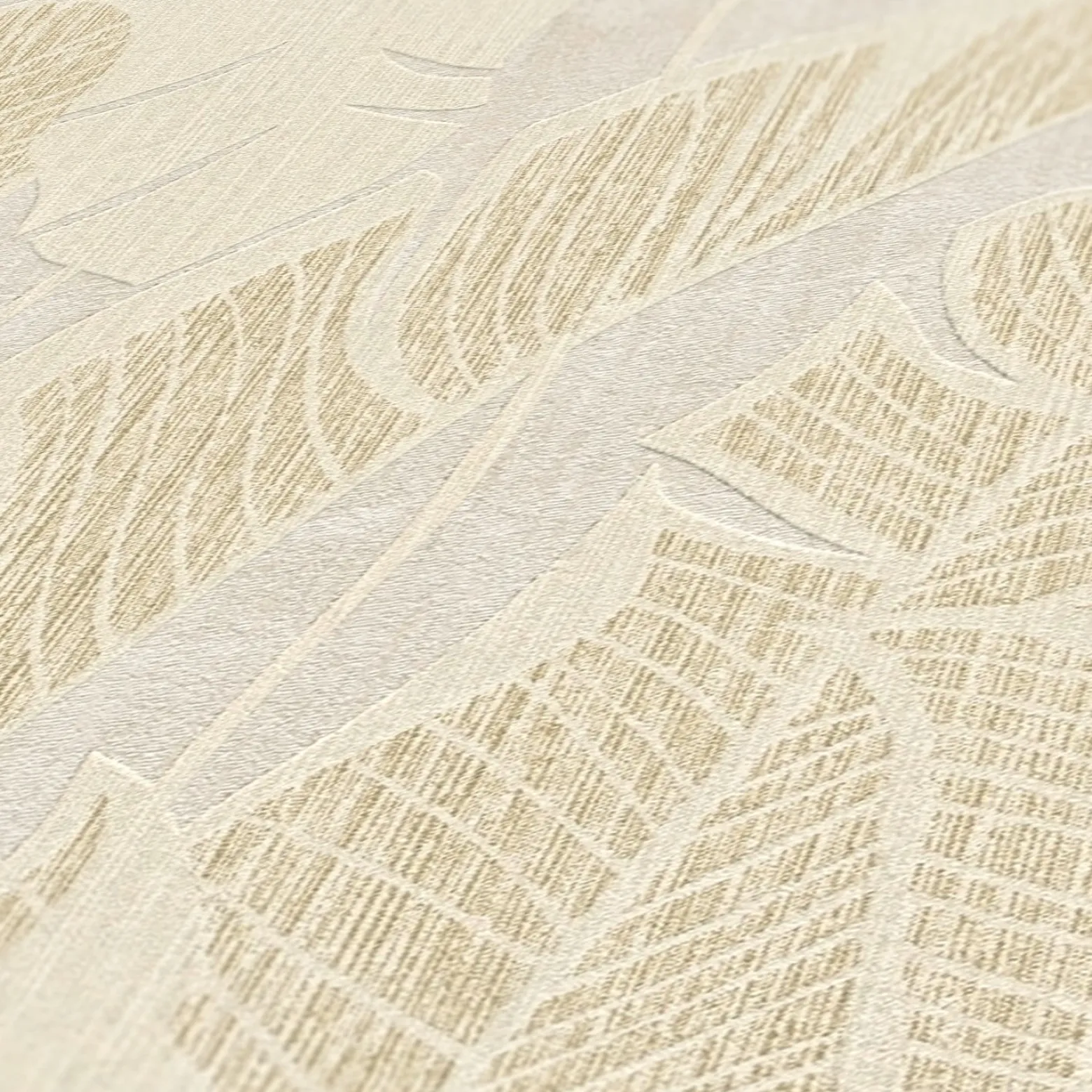 Vliestapete Blattmuster Grau Creme Gold Metallic 39502-5