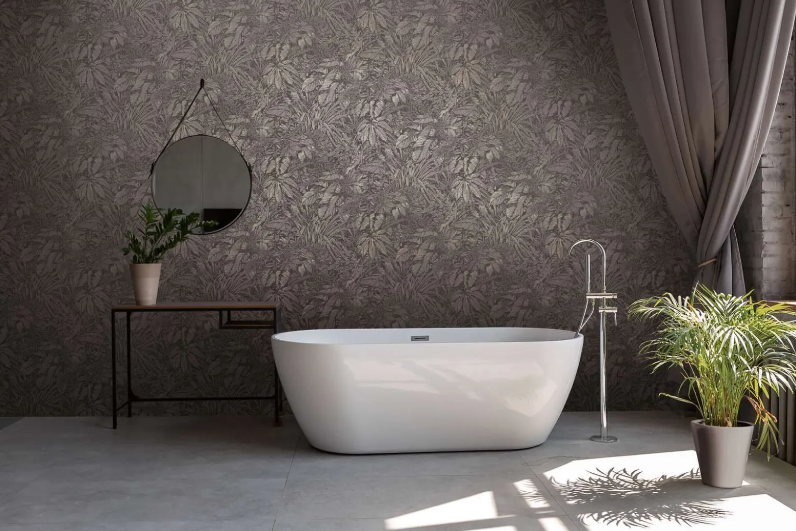 Vliestapete Blattmuster Grau Silber Metallic 39560-7