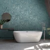 Vliestapete Blattmuster Petrol Silber Metallic 39560-3