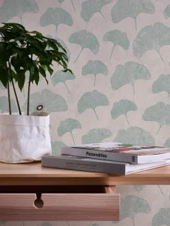 Vliestapete Blattmuster Struktur Beige Grün 38966-3