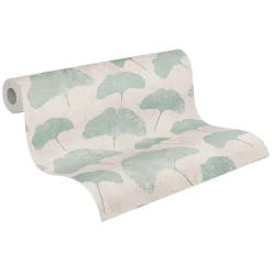 Vliestapete Blattmuster Struktur Beige Grün 38966-3