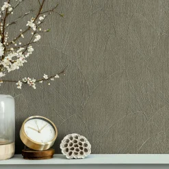 Vliestapete Blattmuster Struktur Braun Grau 35384