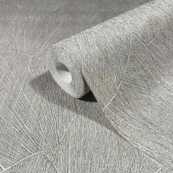 Vliestapete Blattmuster Struktur Grau Braun 35383
