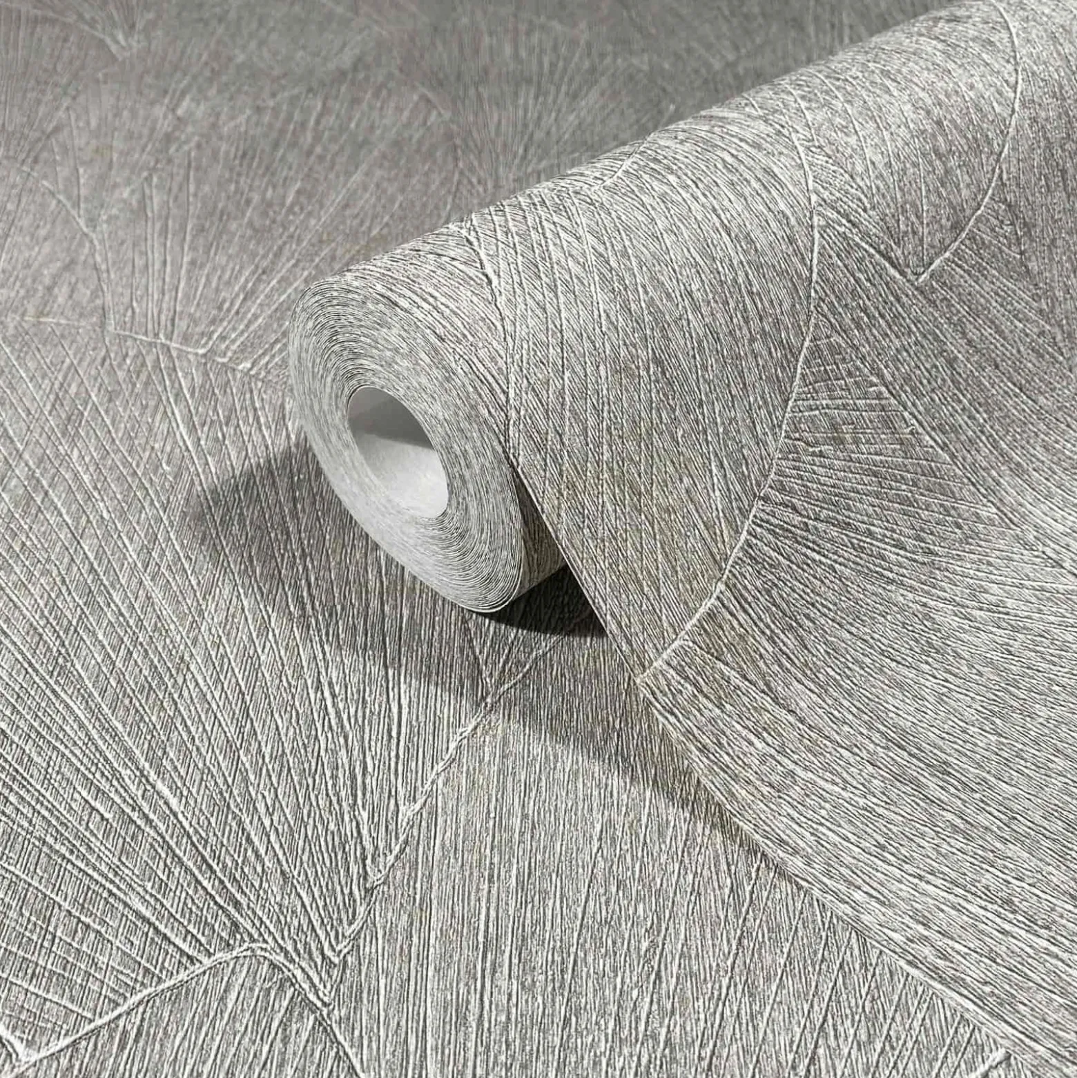 Vliestapete Blattmuster Struktur Grau Braun 35383