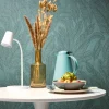 Vliestapete Blattmuster Tropen Petrol Metallic 79064-4