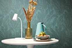Vliestapete Blattmuster Tropen Petrol Metallic 79064-4