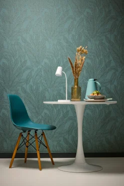 Vliestapete Blattmuster Tropen Petrol Metallic 79064-4