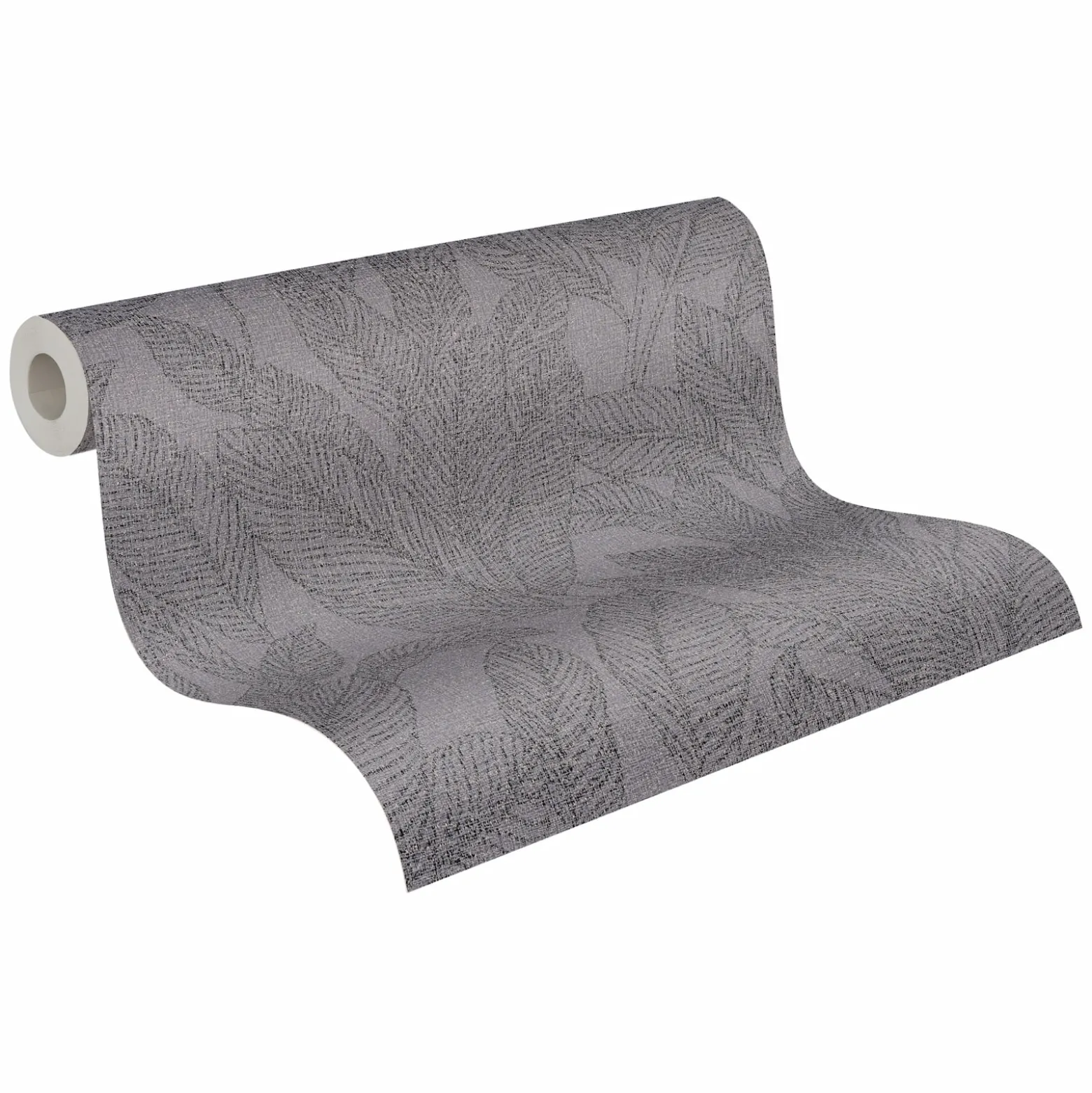 Vliestapete Blattmuster Tropen Grau Metallic 79064-5