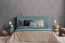 Vliestapete Blattmuster Tropen Grau Metallic 79064-5