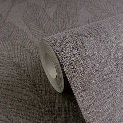 Vliestapete Blattmuster Tropen Grau Metallic 79064-5