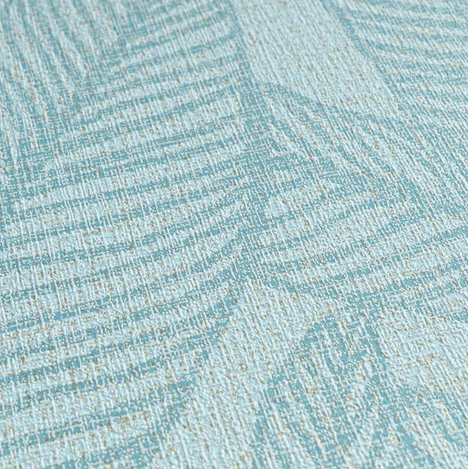 Vliestapete Blattmuster Tropen Blau Metallic 79064-3