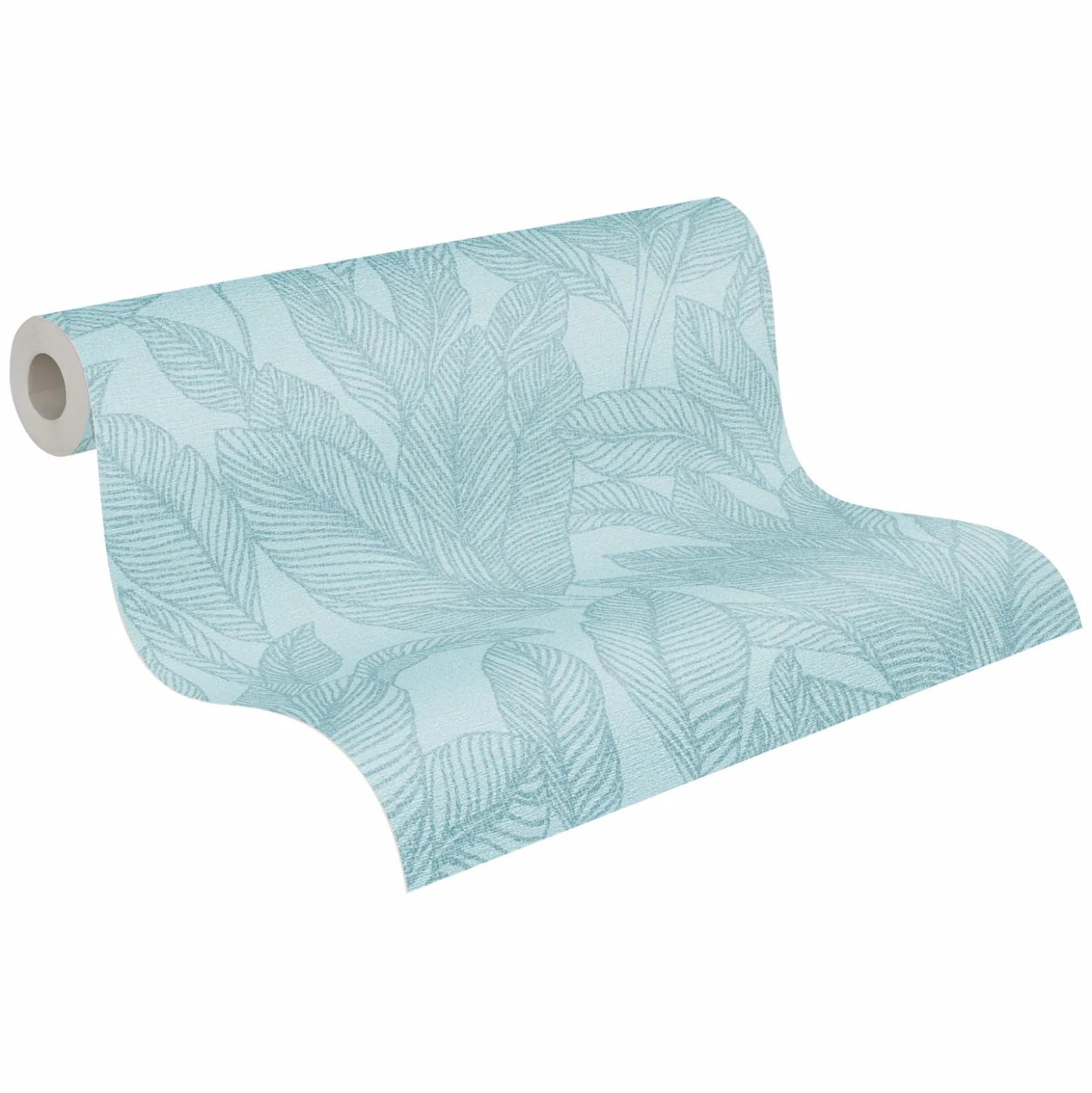 Vliestapete Blattmuster Tropen Blau Metallic 79064-3