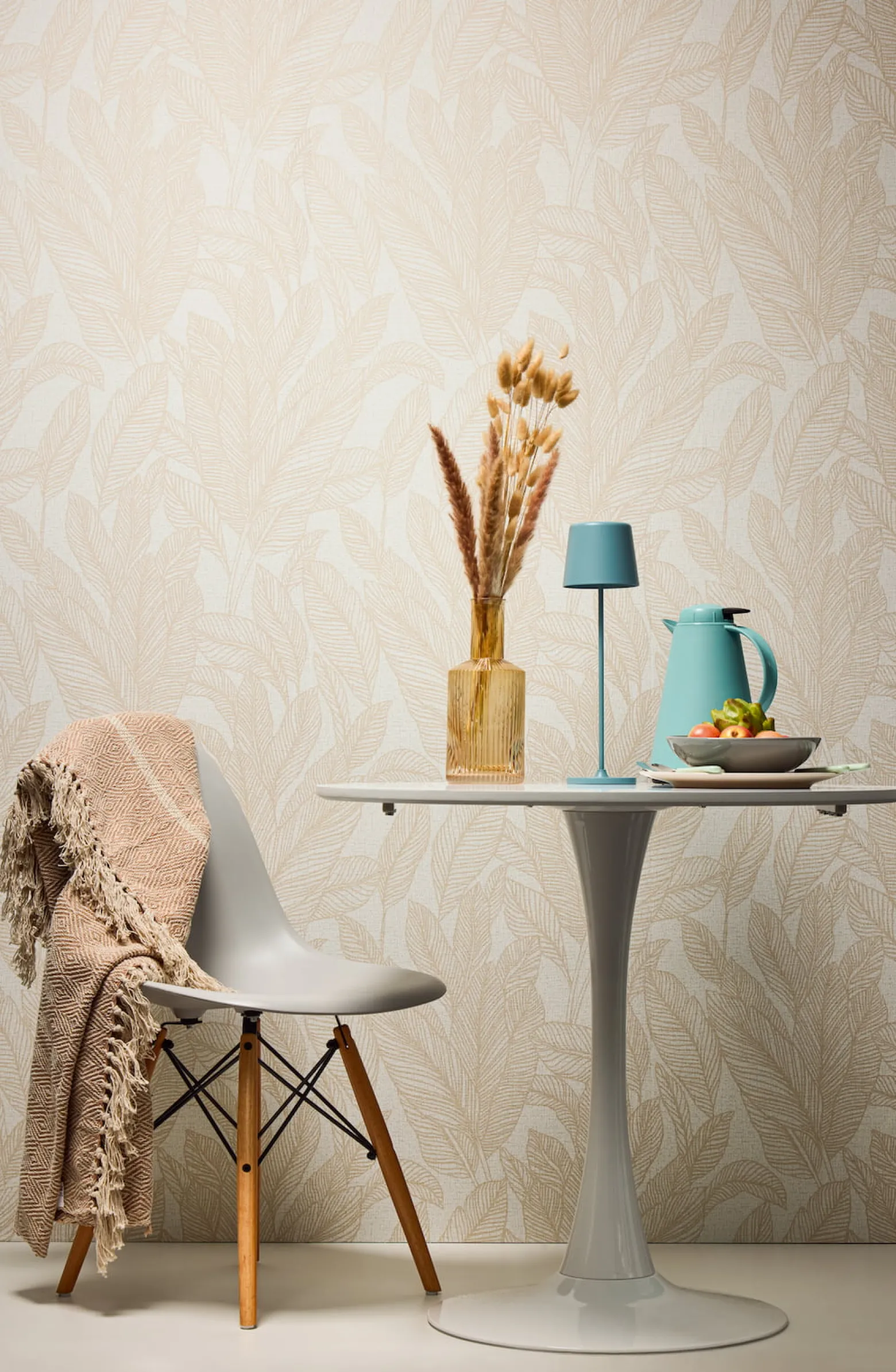 Vliestapete Blattmuster Tropen Creme Beige 79064-2
