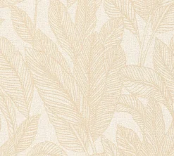 Vliestapete Blattmuster Tropen Creme Beige 79064-2
