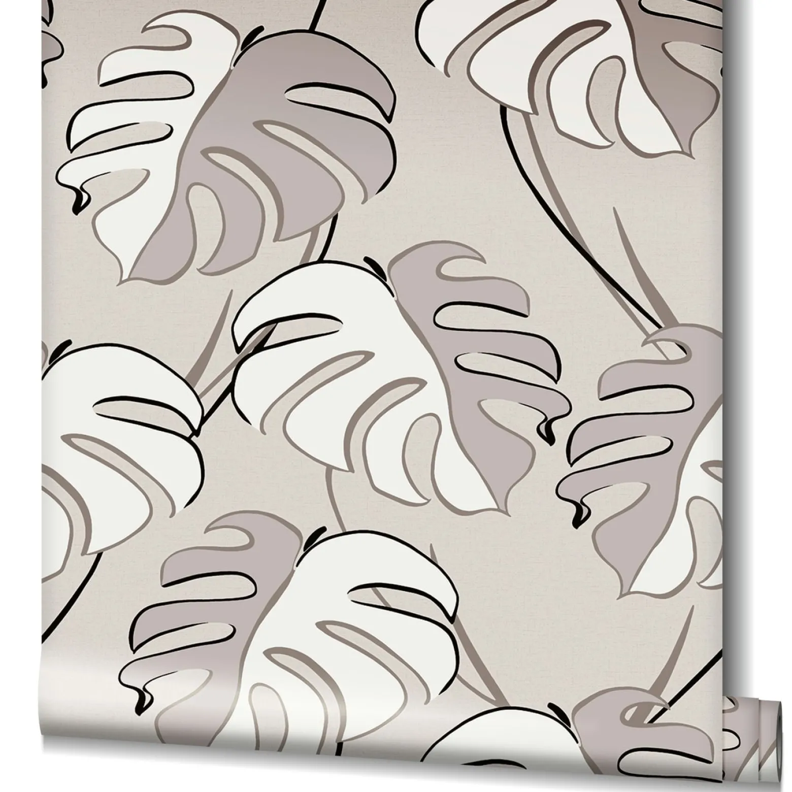Vliestapete Blattmuster Tropisch Grau Beige Braun 81606