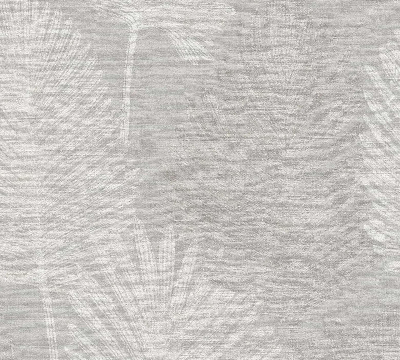Vliestapete Blattmuster Tropen Grau Creme Glanz 78673-2