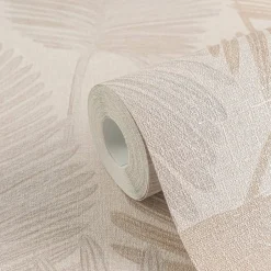 Vliestapete Blattmuster Tropen Grau Beige Glanz 78673-1