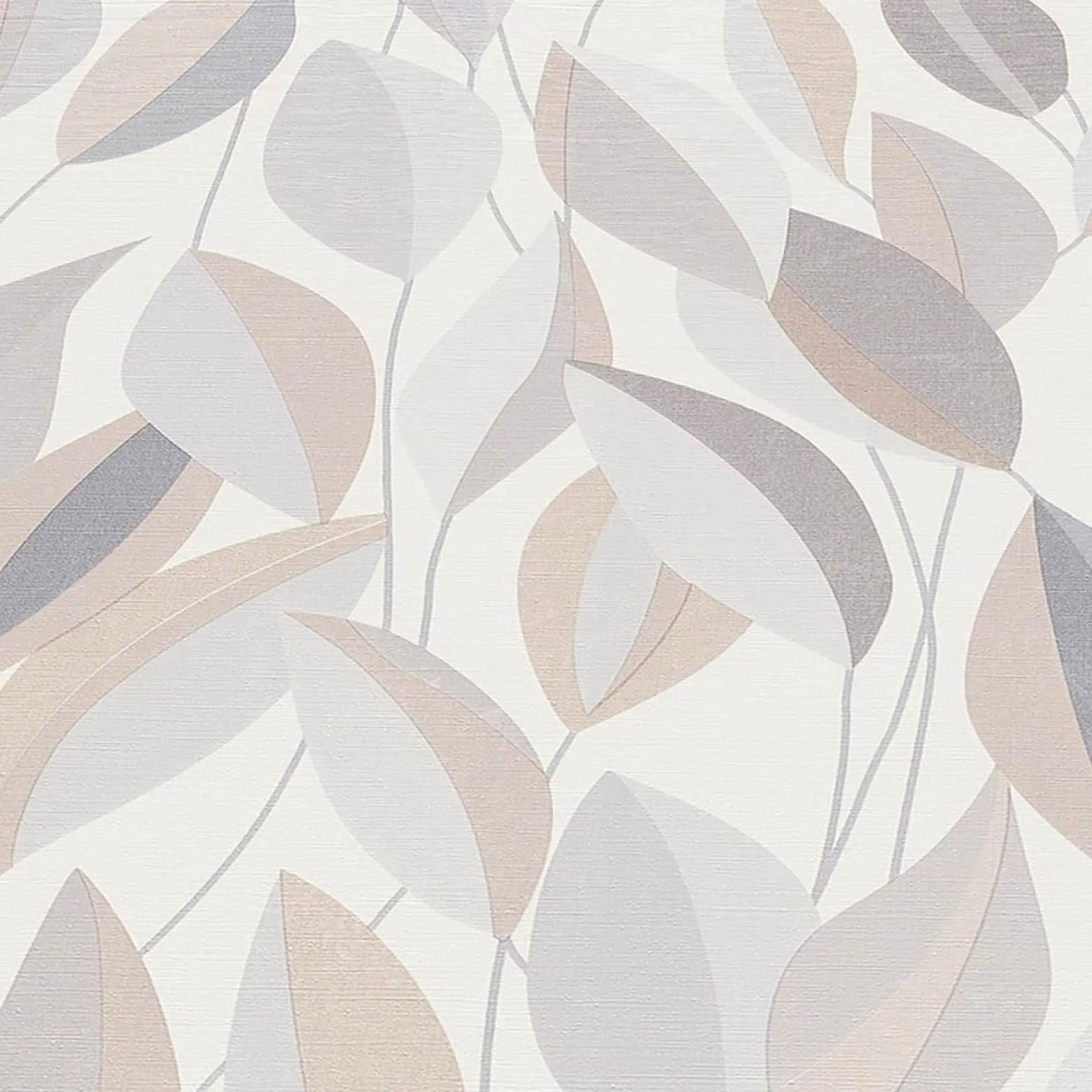 Vliestapete Blattmuster Weiß Grau Beige 10431-31